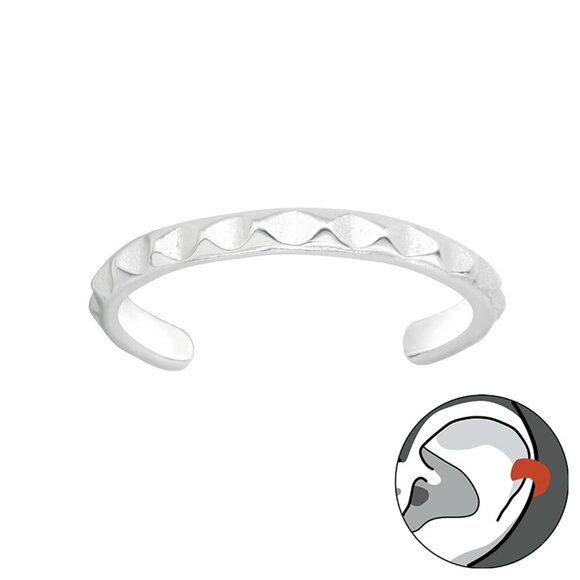 Sterling Silver Diamond-Cut Ear Cuff – Textured No Piercing Accent - Picture 1 of 1